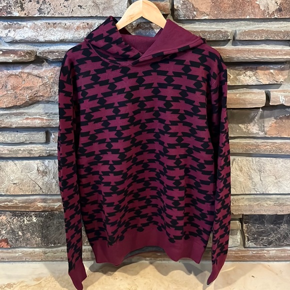 Greyson Other - Greyson Thunderbird Koko Hoodie Hawkeye Maroon and Black Wool and Cashmere Knit